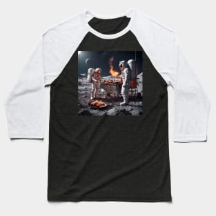 Two astronauts having a BBQ Baseball T-Shirt